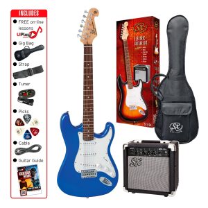 Pack de guitarra eléctrica SX Strat Electic Blue + Ampli 10W
